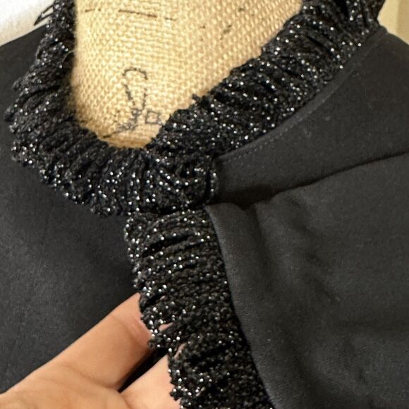 70s Vtg Kay Windsor Black Maxi Dress High Neck Sparkle Trim Goth Witchy Sz S/M? - Picture 4 of 16